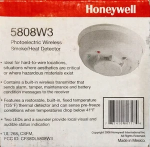 Honeywell 5808W3 fotoelektrischer Funk-Rauch-/Wärmemelder Ademco Resideo NEU - Bild 1 von 3
