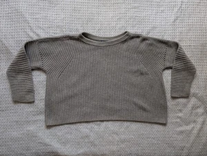 Polo Ralph Lauren Suéter Mujer Grande Gris Tejido Pullover Cuello Redondo Algodón Recortado - Imagen 1 de 12