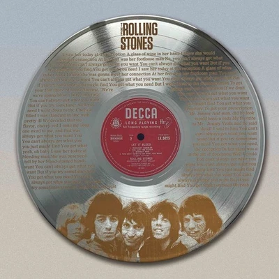 Rolling Stones You Can't Always Get What   laser etched silver LP record wallart - Image 1 of 4