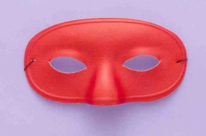 Red Satin Domino Masquerade Venetian Eye Mask Adult Costume Accessory One Size - Picture 1 of 2