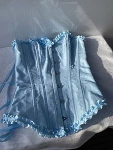 Beautiful Baby Blue boned Lace Up Corset Fits All Sizes - Picture 1 of 10