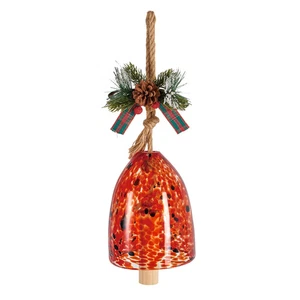 Solar Art Glass Speckle Red and Blue Bell Chime with Artificial - Picture 1 of 1