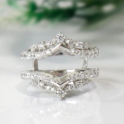 2ct Round Lab Created Diamond Solitaire Wrap Enhancer Ring 14k Rose Gold Over Foto 1 de 4