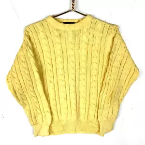 Vintage Eddie Bauer Cable Knit Sweater Women’s Small Yellow 90s - Picture 1 of 3