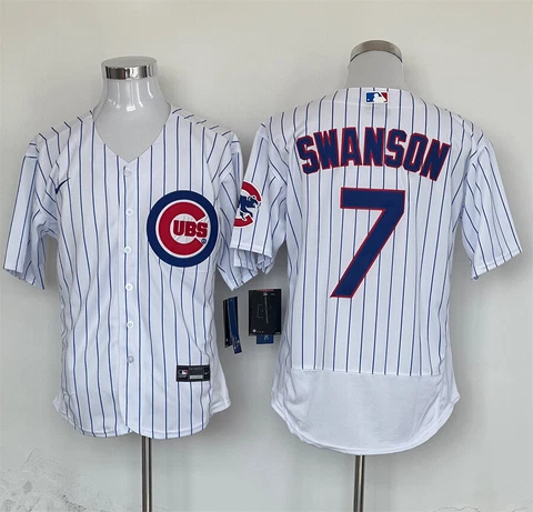 NEW Chicago Cubs #7 Dansby Swanson Men White Elite Edition Stitched Jersey Cover