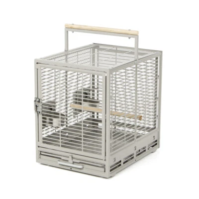 TransportKäfig Travelcage VogelKäfig Evo hellgrau Montana Cages ca. 47x38x46 cm