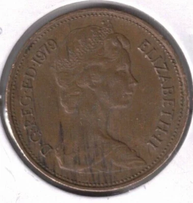 1979 Great Brittain Circulated Two Pence QEII and West Plumes & Crown Coin. - Image 1 of 2