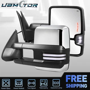 Espejos retrovisores de remolque LED térmicos cromados de 2 piezas para Chevy Silverado GMC Sierra 99-02 - Imagen 1 de 11