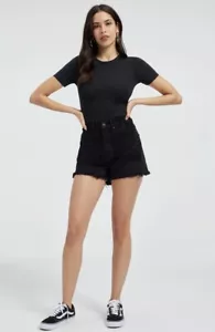 Neu mit Etikett Good American Damen-Jeansshorts schwarz gut 90er geschreddert Denim Größe 0-25 $ 115 - Bild 1 von 5