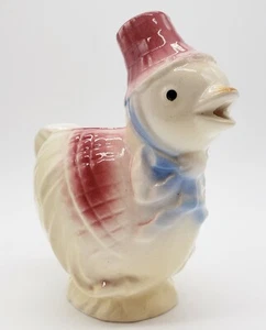 Vintage Royal Copley Spaulding Bird Creamer 40s Chick 5" Pink Bonnet Blue Ribbon - Picture 1 of 8