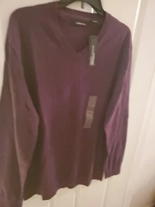Claiborne Purple Embassy Vneck Sweater Mens Size XLarge New W Tag Cashmere Blend - Picture 1 of 5