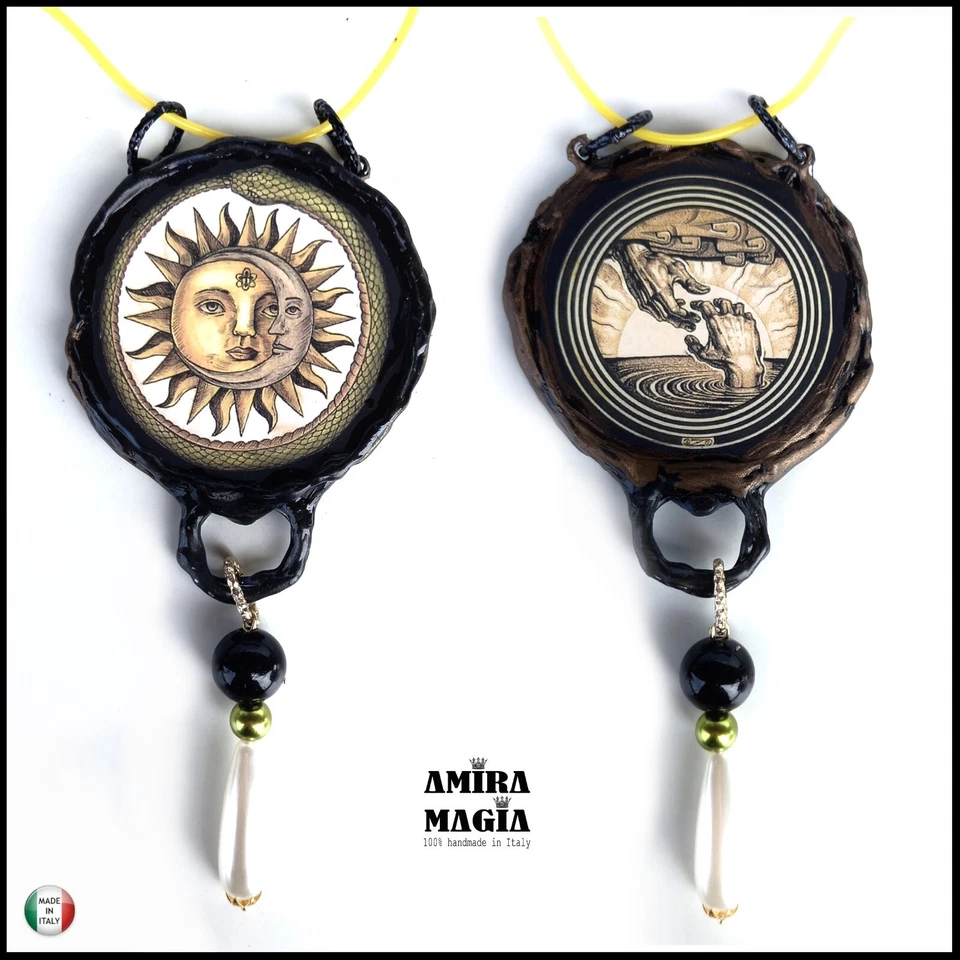 Símbolos de Alquimia Bruja Brujería Talismán Amuleto Mágico Sol Luna Ouroboros Serpiente Foto 1 de 4