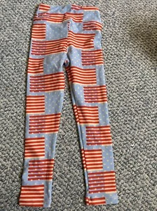 NWOT - Lularoe Patriotic July 4th Flag Stars Stripes USA Leggings Girls Size S/M - Picture 1 of 3
