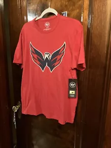 Washington Capitals '47 Brand Size Medium Short Sleeve Red 100% Cotton T-Shirt - Picture 1 of 9