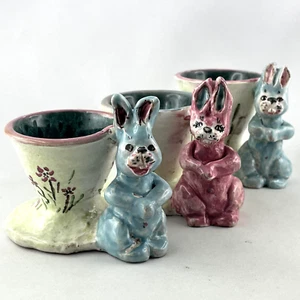 Rare, 3 COQUETIERS Anciens "LAPINS" Céramique C.PIGNON Faïence, vallauris.... - Bild 1 von 9