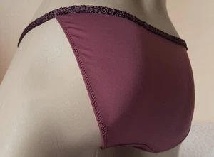 Pretty Dark Mauve Soft Satin String Bikini Panties Tanga Knickers 20/22 - Picture 1 of 11