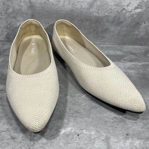 Vivaia Beige Knit Pointy Toe Slip On Flats Shoes Women's Size US 10 EU 41 - Picture 1 of 14