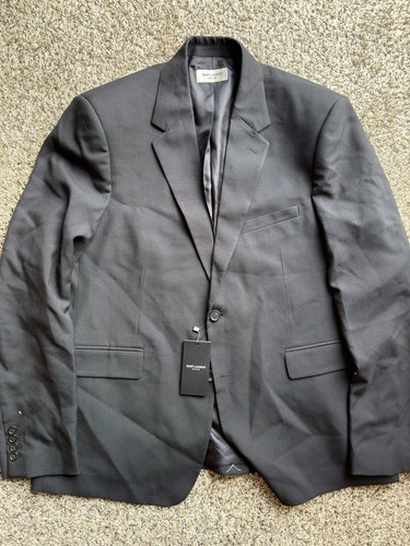 SAINT LAURENT (YSL) SAINT LAURENT PARIS Giacca Uniforme di Lana Blazer Cappotto Sportivo Nero 58 XXL Nuova con Etichette
