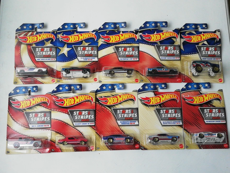 Hot Wheels Stars & Stripes Juego Completo de 10 Nuevos Foto 1 de 4