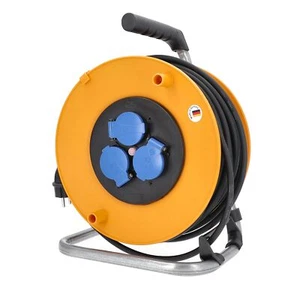 Enrouleur de câble 25 m Rallonge 3 prises de courant encastrées NF 230V/16A a... - Photo 1/3