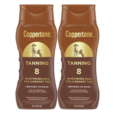 Tanning Sunscreen Lotion, Water Resistant Body Sunscreen SPF 8, Broad Foto 1 de 4