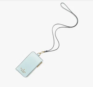 🌸NWT KATE SPADE Madison Blue Glow Leather Card Case Lanyard KC573 - Picture 1 of 3