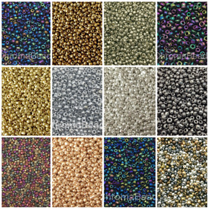 Metallic & Iris glass seed beads - size 6/0 (approx 4mm) 50g pack, choose colour