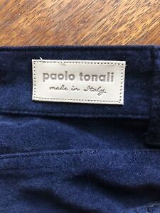 Paolo Tonali -Donna Jeans Velluto Liscio -Blu Tg 46
