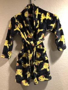 Pokemon Pikachu Plush Fleece Bath Robe Boys 6/7 – Black/Yellow - Picture 1 of 5