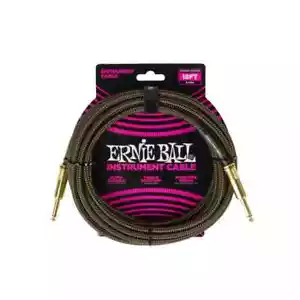 BROWN w GOLD ENDS 18' PAY DIRT BRAIDED INST. CABLE ERNIE BALL 6432 ST/STRAIGHT - Picture 1 of 7