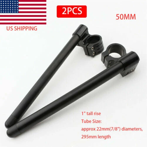Black 50mm Riser Clip On Handlebars For Yamaha YZF R1 1998-2016 750R 1994-1997 - Image 1 of 4