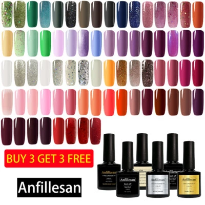 Anfillesan Nail Gel Polish Soak Off UV LED Colour Base Top Coat Varnish - 10ML