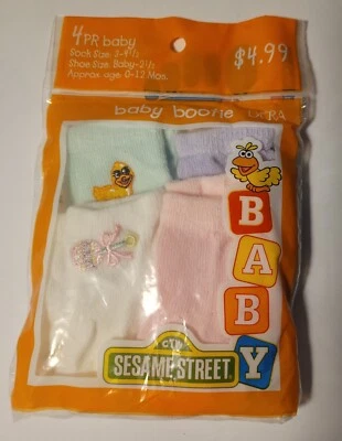 Pack de 4 calcetines bebé Plaza Sésamo 1997 vintage talla 0-12 meses  Foto 1 de 4