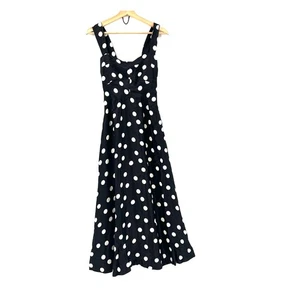 NEU Anthropologie Maeve Fit & Flare Retro Polka Dot Party Kleid schwarz weiß XXS - Bild 1 von 18