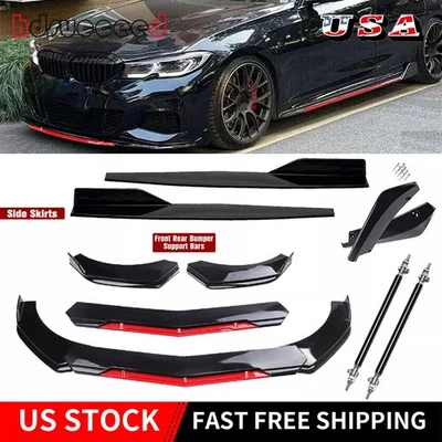 Kit de carrocería divisor alerón labial parachoques delantero trasero faldón lateral para BMW negro brillante Foto 1 de 4