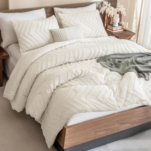 King Size Comforter Set Beige, 3 Pieces Lightweight Comforter King Size Boho ... - Picture 1 of 8