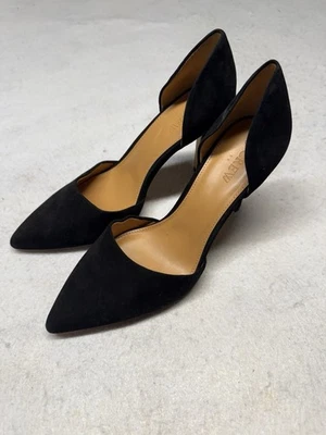 全新无标签 J. Crew 女式 Lana 黑色麂皮绒 D’Orsay 高跟鞋 9 码 — 第 1/4 张图片