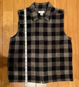 Christopher Banks Checked Black Brown Pattern Plaid Sleeveless Vest Size Small - Picture 1 of 2