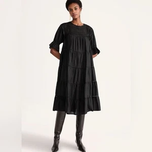VESTIDO MERLETTE PARADIS CON OJALES EN CAPAS NEGRO TALLA GRANDE USADO EN EXCELENTE ESTADO - Imagen 1 de 17