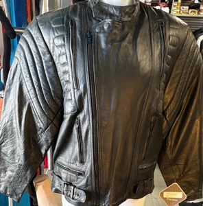 UNIK PREMIUM UNISEX SIZE 46 LEATHER MOTORCYCLE JACKET VENTED ZIPOUT LINER - Picture 1 of 9