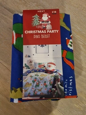 Next Christmas Boys Christmas Duvet Cover & Pillowcase Set, Dinosaurs & Santa - Image 1 of 4