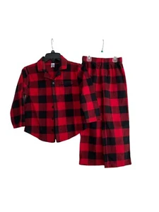 Gap Fleece Buffalo Plaid Pajama Top & pants Boys Size 6 Red Long Sleeve - Picture 1 of 13