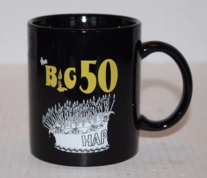 Taza de café de cerámica negra pastel de cumpleaños M Ware The Big 50 ¡ENVÍO GRATUITO! - Imagen 1 de 6