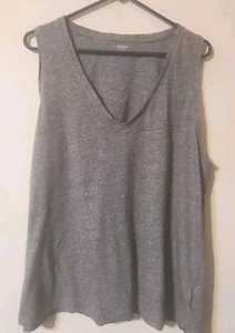 Madewell Womens Activewear Tank Top XXL Gray V Neck Sleeveless Lightweight - Picture 1 of 4