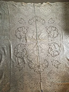VINTAGE HÄKELSPITZE WEISS BESTICKT TISCHDECKE RECHTECKIG 66"x 62" - Bild 1 von 14