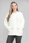 Ladie's Womens Winter Chunky Cable Knit Long Sleeve Aran Crew Neck Warm Cardigan