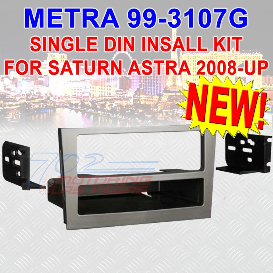 Nuevo kit de tablero de instalación estéreo DIN único gris Metra 99-3107G para Saturn Astra 2008 Foto 1 de 2