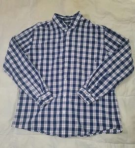 Eddie Bauer Men's XL Flannel Shirt Blue White Red Plaid Classic Fit - Picture 1 of 7