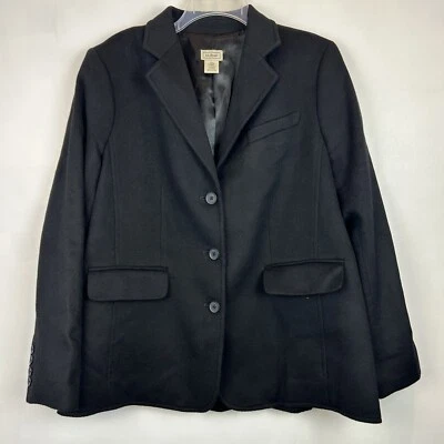 LL Bean Blazer Womens 18 Reg Black Wool Cashmere Blend 3 Button Jacket 0 KUQ7 - Image 1 of 4