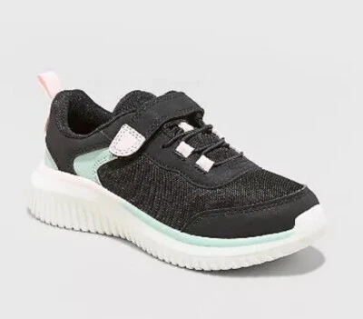 All in Motion Girl's Sz 2 Sneakers Black Pink Aqua Dara Athletic Shoes New - Image 1 of 3